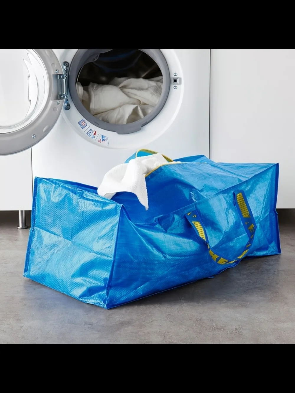 IKEA FRAKTA Large Blue Storage Bag with Yellow Zipper